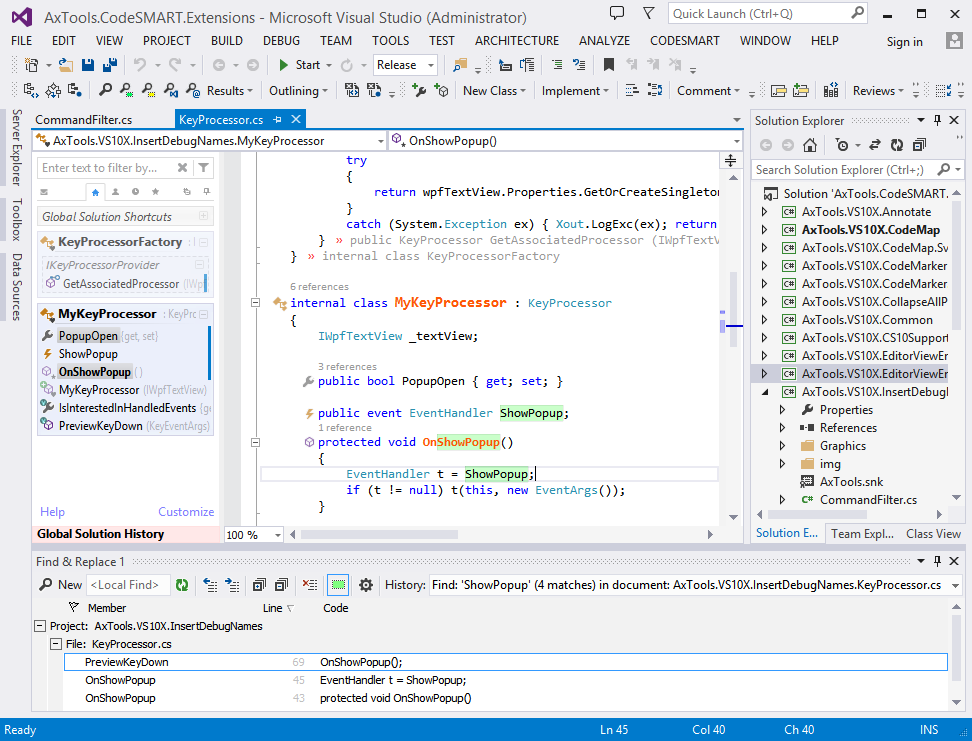 CodeSMART Integration in the Visual Studio 2013/2012/2010 IDE