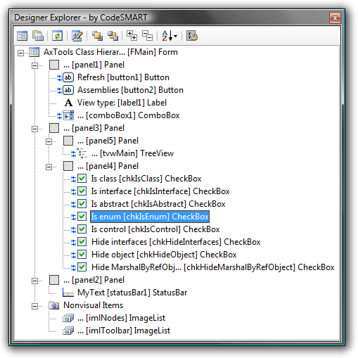The CodeSMART Designer Explorer