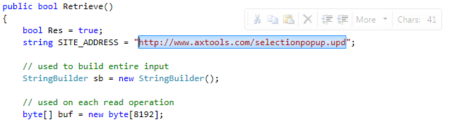 SelectionPopup, normal display i.e. mouse outside its area